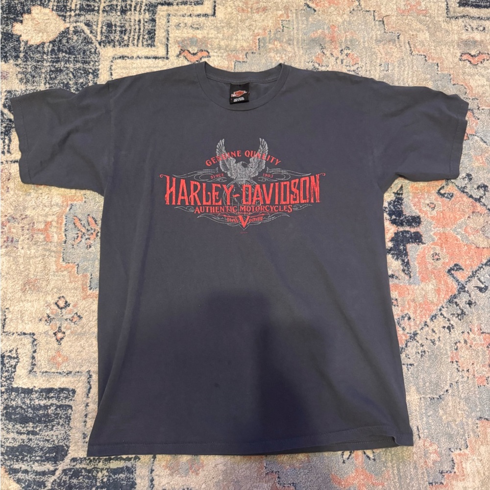 Harley-Davidson Men's Charcoal Tee with Crimson Logo